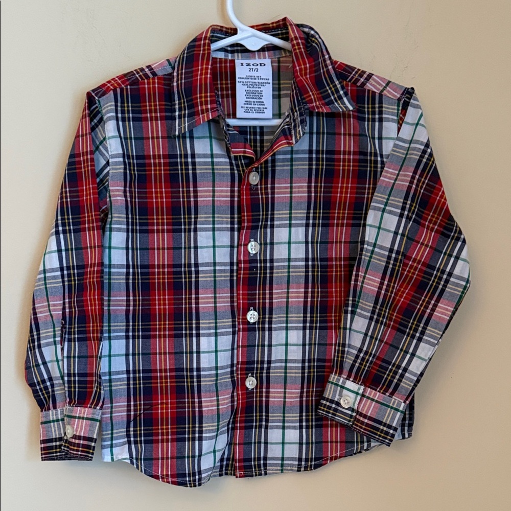 Izod Kids‎ Multicolor Plaid Button-Down Shirt Sz 2T/2